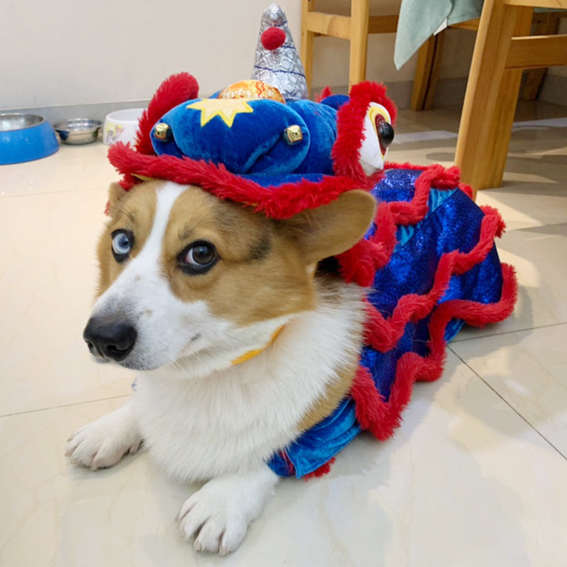 HKM-9212989 Funny Lion and Horse Costumes for Dogs and Cats - Four-Legged Apparel in Red and Blue