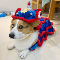 HKM-9212989 Funny Lion and Horse Costumes for Dogs and Cats - Four-Legged Apparel in Red and Blue