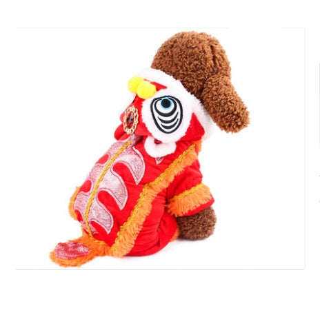 HKM-9212989 Funny Lion and Horse Costumes for Dogs and Cats - Four-Legged Apparel in Red and Blue