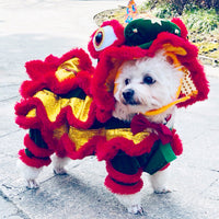 HKM-9212989 Funny Lion and Horse Costumes for Dogs and Cats - Four-Legged Apparel in Red and Blue