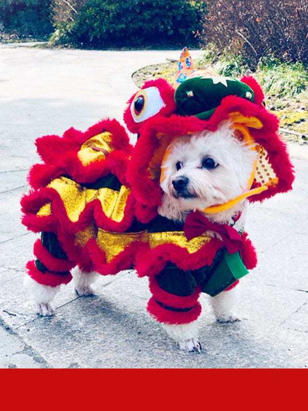 HKM-9212989 Funny Lion and Horse Costumes for Dogs and Cats - Four-Legged Apparel in Red and Blue
