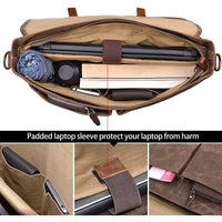HKM-921299 Vintage 15.6 Inch Genuine Leather Waterproof Laptop Briefcase for Travel and Business
