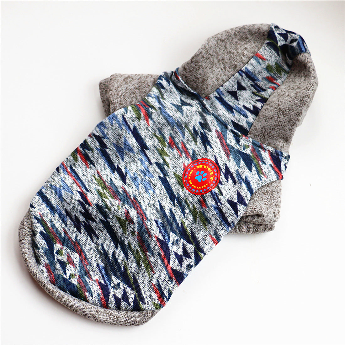 HKM-9213885 Cozy Fleece Dog Sweater in Leopard Print and Curved Designs