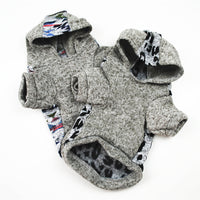 HKM-9213885 Cozy Fleece Dog Sweater in Leopard Print and Curved Designs