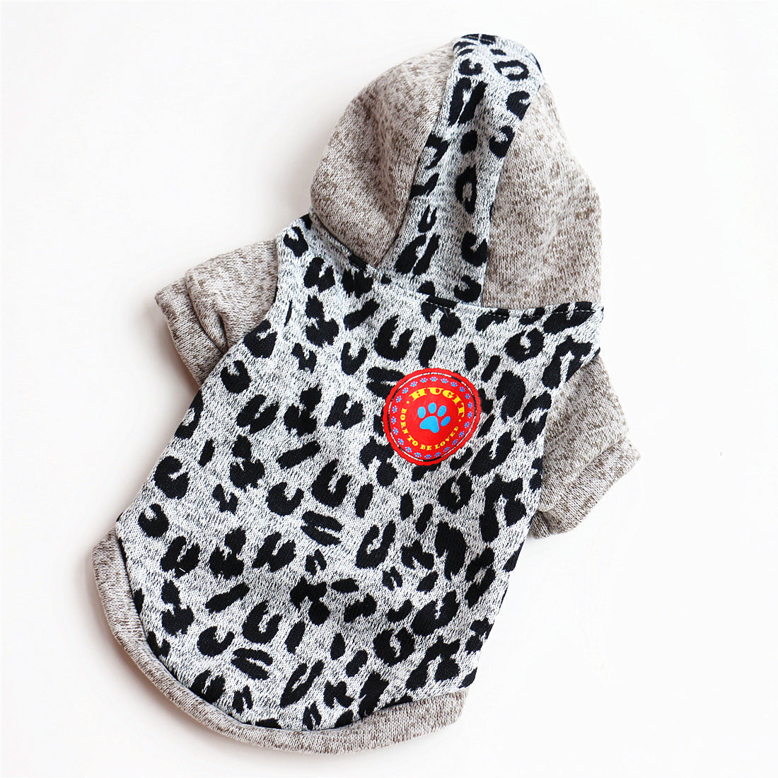 HKM-9213885 Cozy Fleece Dog Sweater in Leopard Print and Curved Designs