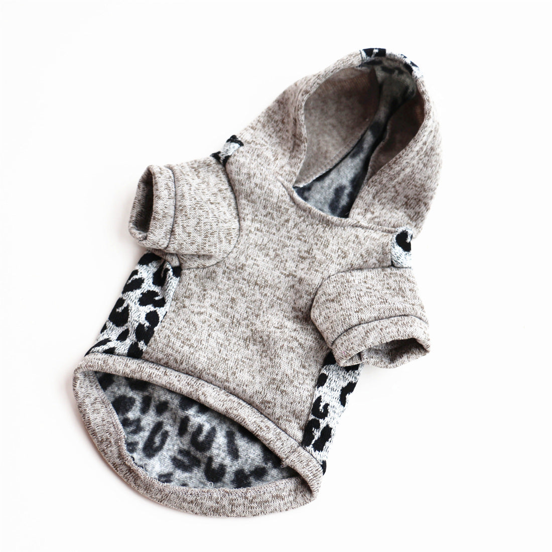 HKM-9213885 Cozy Fleece Dog Sweater in Leopard Print and Curved Designs