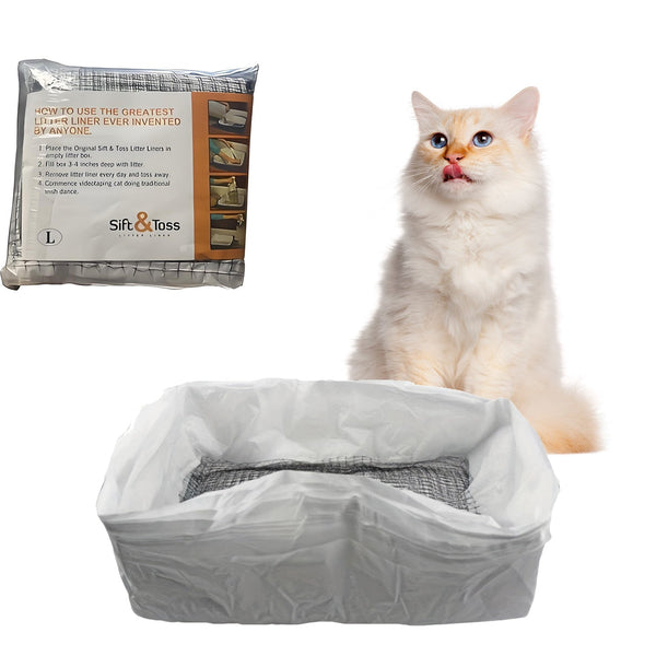 HKM-9214269 Reusable Cat Litter Filter Bags with Strainer – 10 Pack, Mesh Quick Sift, Easy Clean & Portable Design
