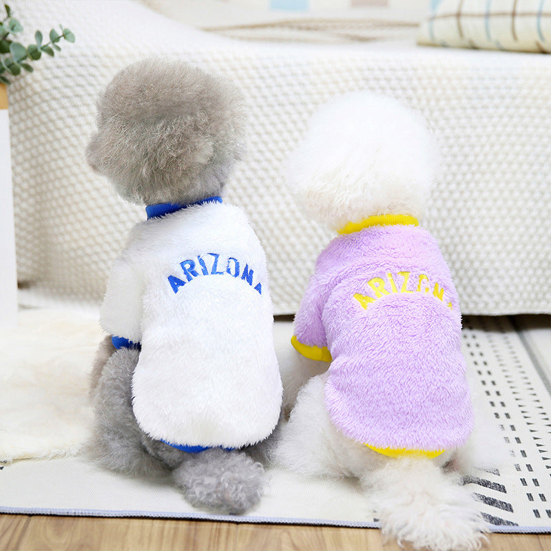 HKM-9215165 Fleece Jacket for Dogs - Double-Sided Velvet Fabric, Available in Purple, Pink, White, Sizes S-XXL