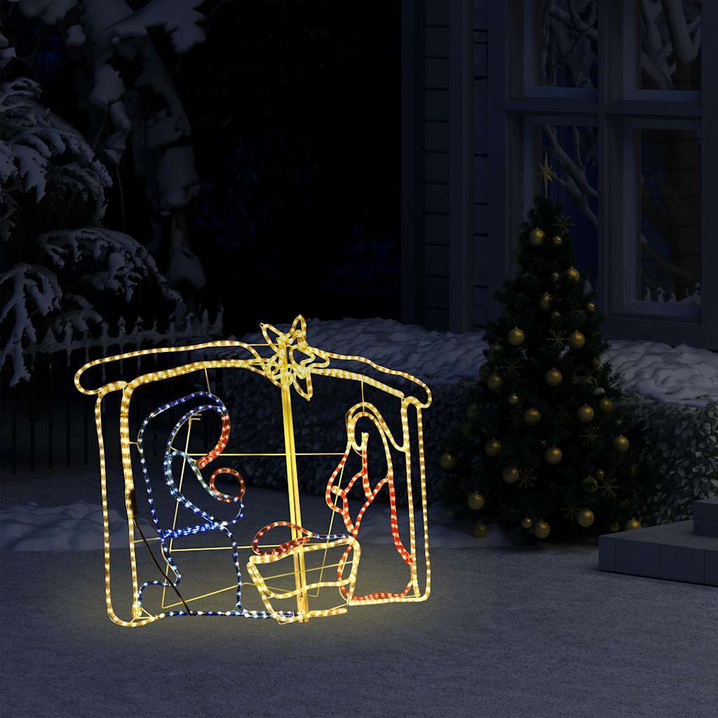 HKM-921555 Illuminated Nativity Scene with 240 Multicolor LEDs, Weather-Resistant Christmas Decoration, 116x41x87 cm