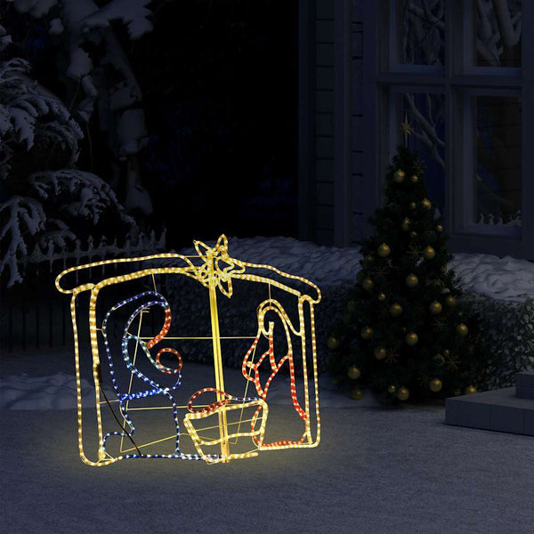 HKM-921555 Illuminated Nativity Scene with 240 Multicolor LEDs, Weather-Resistant Christmas Decoration, 116x41x87 cm
