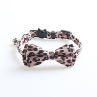 HKM-9216573 Leopard Print Cat Collar with Bell in Multiple Colors - Stylish and Comfortable Design