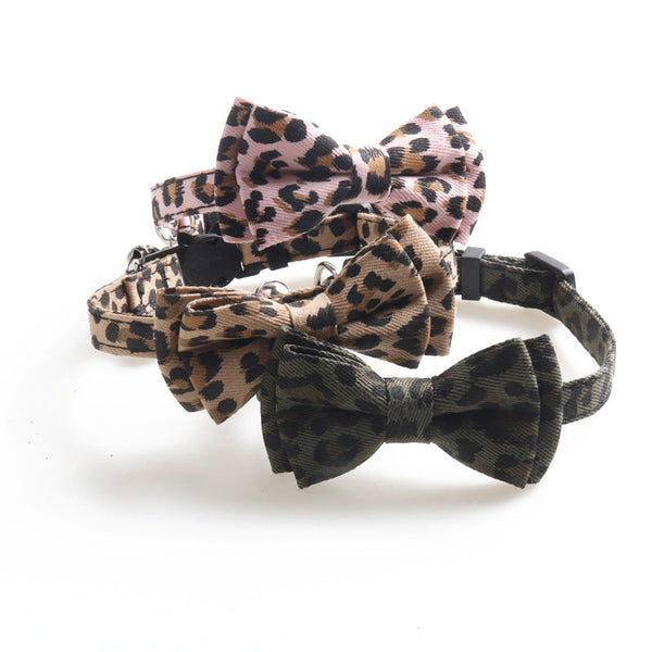 HKM-9216573 Leopard Print Cat Collar with Bell in Multiple Colors - Stylish and Comfortable Design