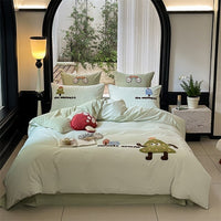 HKM-921747 Cartoon Cute Style Pure Cotton Sanding Duvet Cover and Bed Sheet Set