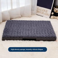 HKM-9218621 Embossed Velvet Dog Bed - Wear-Resistant Pet Mat for All Seasons in Dark Gray, Multiple Sizes Available