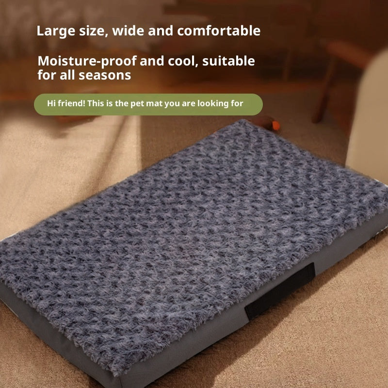 HKM-9218621 Embossed Velvet Dog Bed - Wear-Resistant Pet Mat for All Seasons in Dark Gray, Multiple Sizes Available