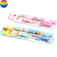 HKM-921875 5-Piece Kids' School Supplies Set with Pencil, Ruler, and Eraser in Pink and Blue