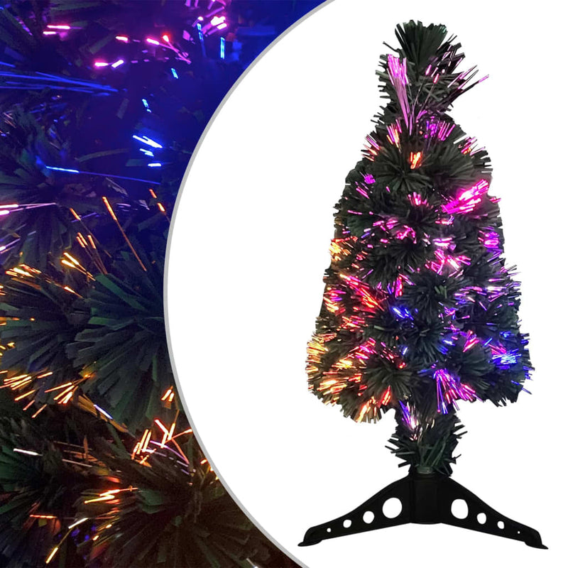 HKM-921875 Slim Fiber Optic Christmas Tree with Stand - 64 cm, Green, Multicolor Lights