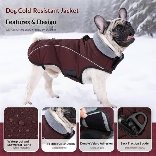 HKM-9219133 Thickened Double-Layer Insulated Vest Jacket for Pets in Black and Deep Red