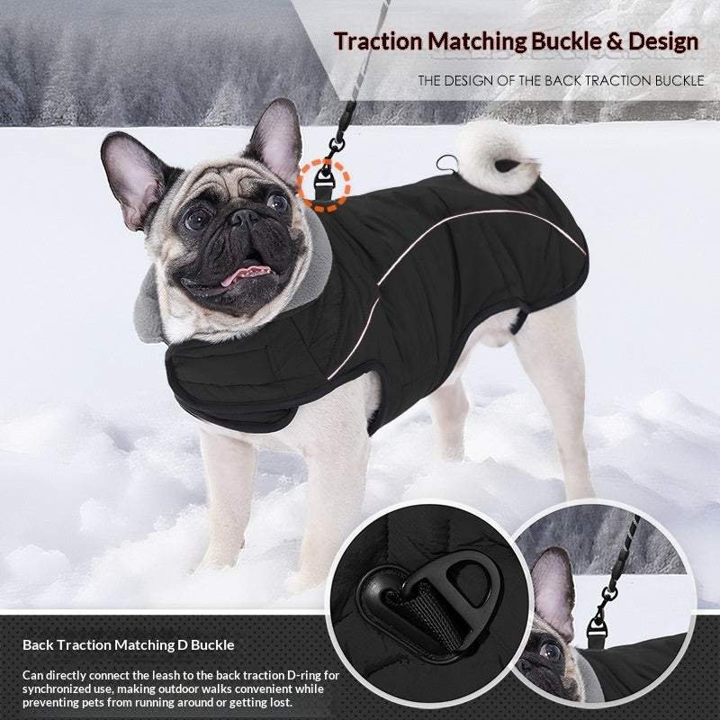 HKM-9219133 Thickened Double-Layer Insulated Vest Jacket for Pets in Black and Deep Red