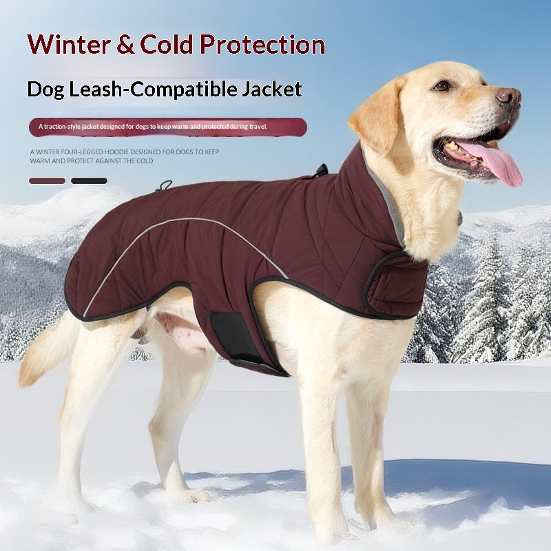 HKM-9219133 Thickened Double-Layer Insulated Vest Jacket for Pets in Black and Deep Red