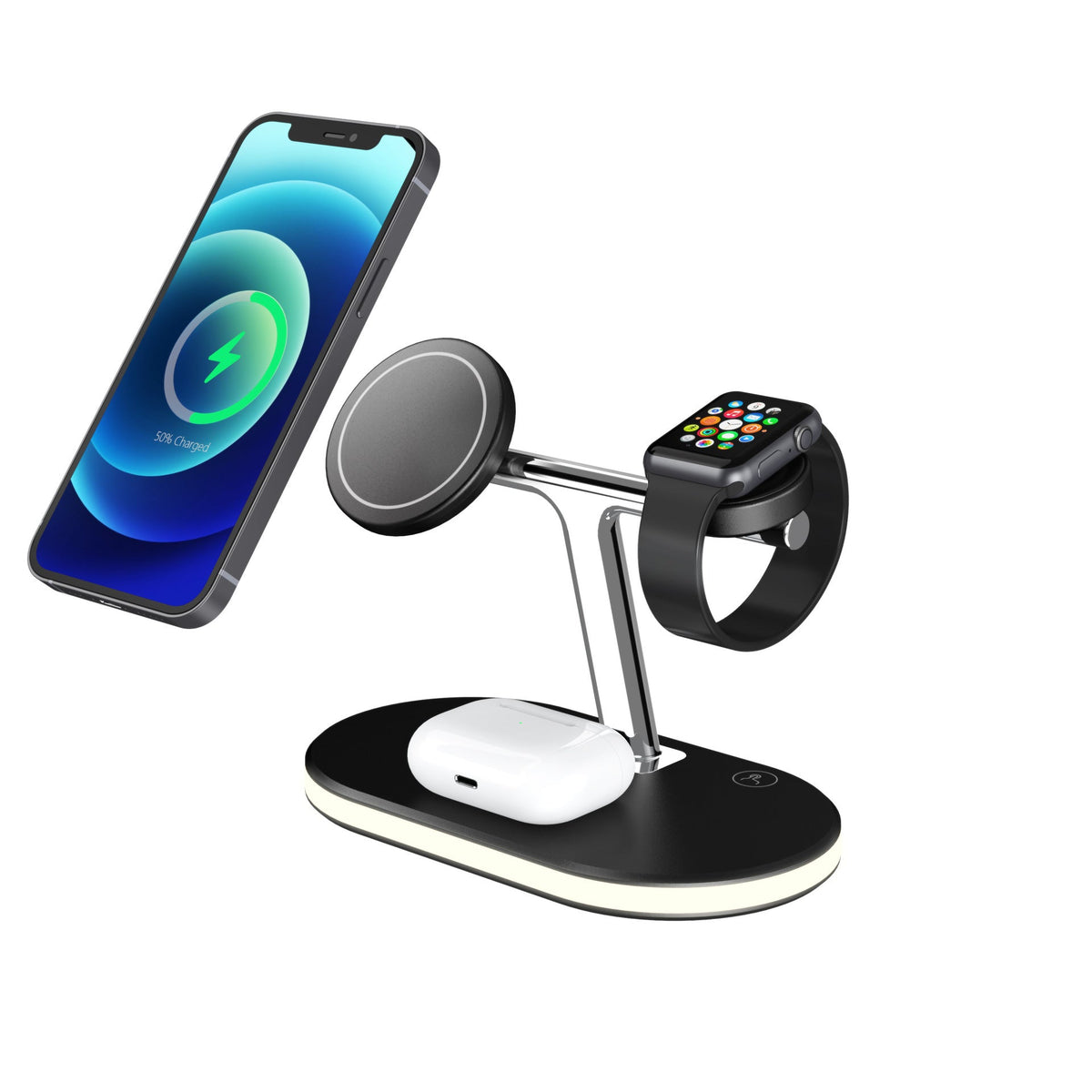 HKM-921939 Three-in-One Magnetic Wireless Fast Charging Dock with Night Light Function