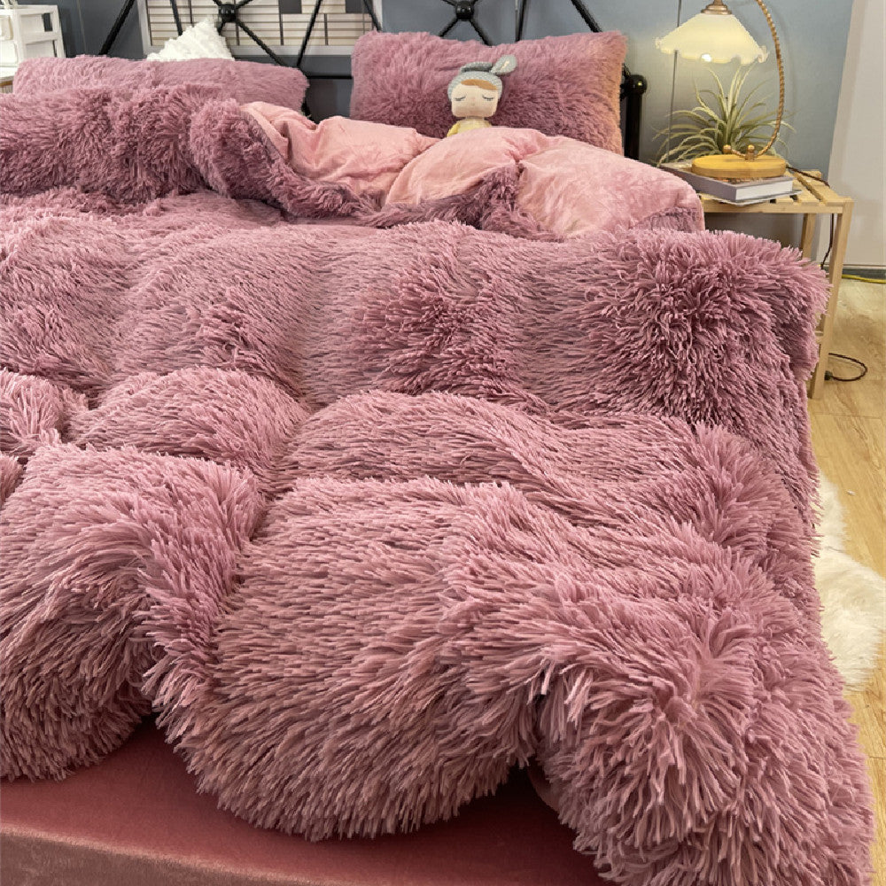 HKM-922067 Winter Mink Velvet Bed Set - Thermal Storage, 4-Piece Collection for Various Bed Sizes