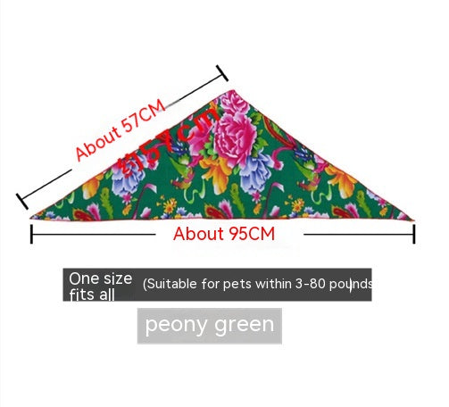 HKM-9221949 Country Style Triangular Scarf for Dogs and Cats - Cotton Silk Pet Headscarf for All Seasons