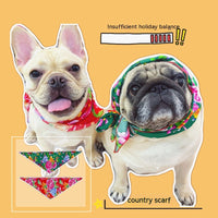HKM-9221949 Country Style Triangular Scarf for Dogs and Cats - Cotton Silk Pet Headscarf for All Seasons