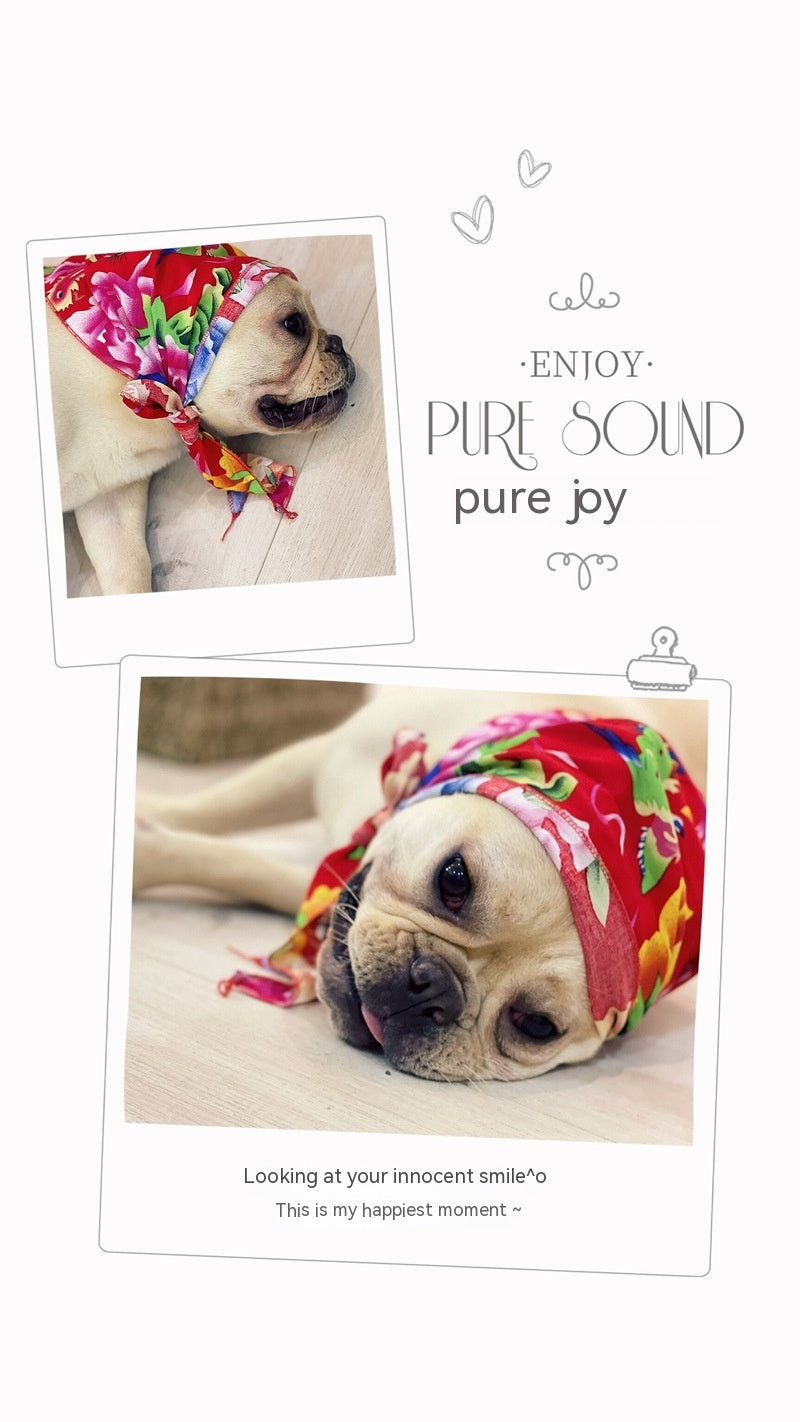 HKM-9221949 Country Style Triangular Scarf for Dogs and Cats - Cotton Silk Pet Headscarf for All Seasons