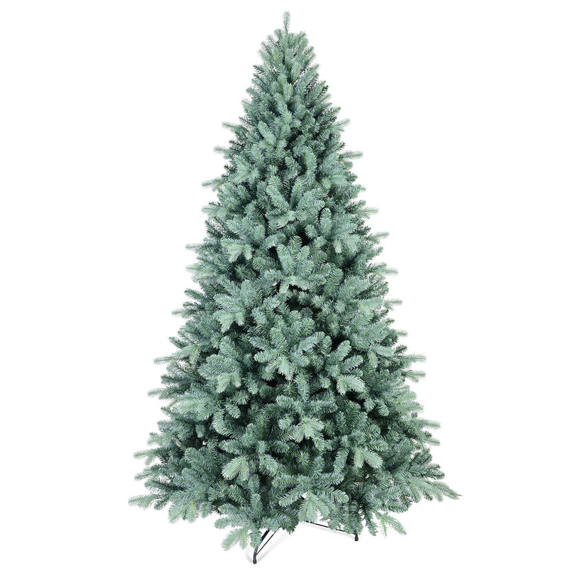 HKM-922195 Blue Hybrid PE/PVC Christmas Tree - 6ft, 7.5ft, 8ft Options Available, Automatic Assembly, Steel Wire Frame