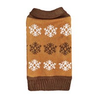 HKM-9222333 Cozy Snowflake Dog Sweater in Brown and Gray for Autumn and Winter Celebrations