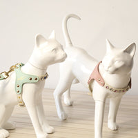 HKM-9223613 Diamond Pattern PU Leather Pet Vest Suit for Dogs and Cats - Pink & Green, XS and S Sizes Available
