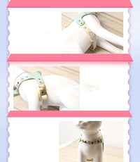 HKM-9223613 Diamond Pattern PU Leather Pet Vest Suit for Dogs and Cats - Pink & Green, XS and S Sizes Available