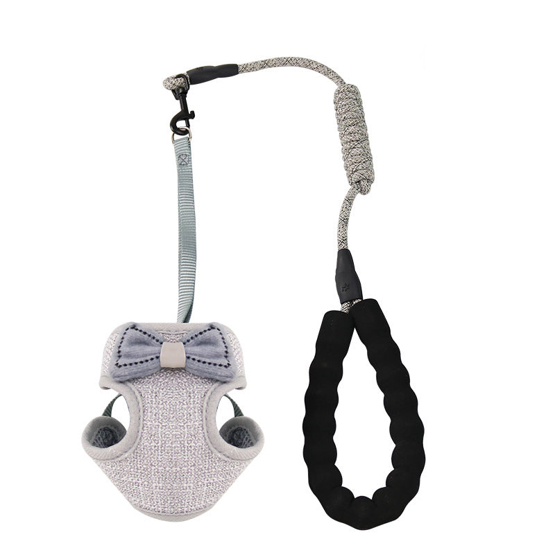 HKM-9224125 Stylish Bowknot Vest Harness and Leash Set for Cats and Dogs