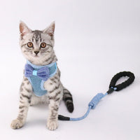 HKM-9224125 Stylish Bowknot Vest Harness and Leash Set for Cats and Dogs
