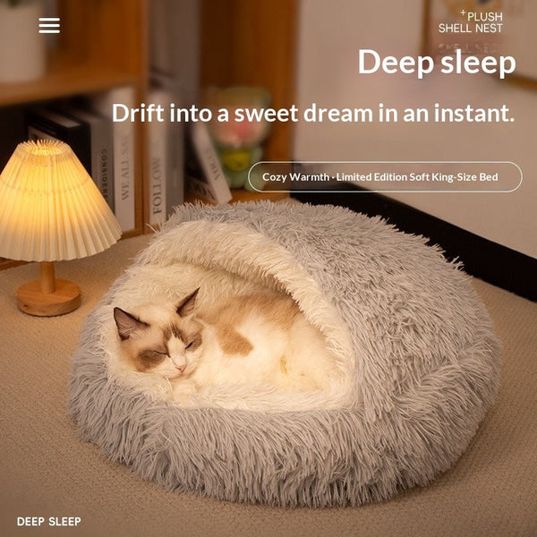 HKM-9224381 Plush Shell Nest Cat Bed in Multiple Sizes and Gradient Colors