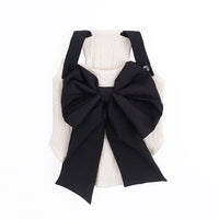 HKM-9224893 Beige Tank Top with Black Silk Bow in Stylish Leisure Fit