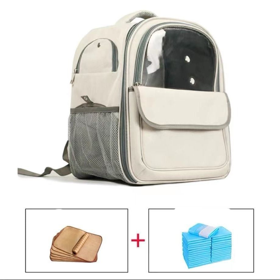 HKM-9226557 Breathable Transparent Cat and Dog Backpack with Cooling Mat and Accessories Options