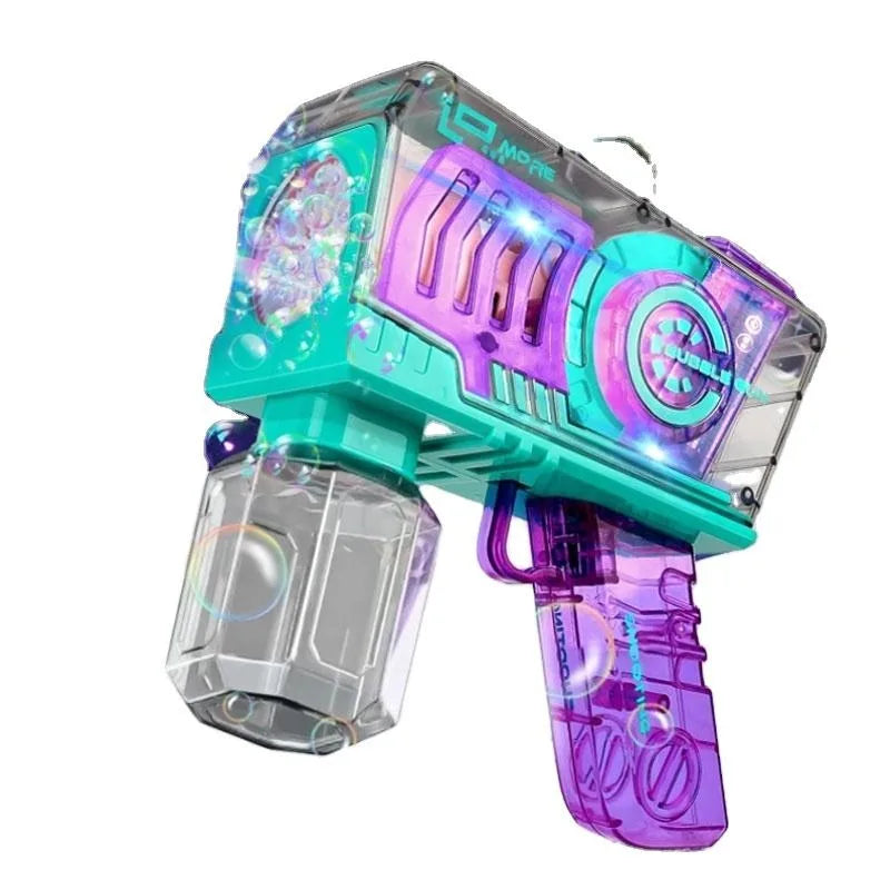 HKM-922707 Automatic Electric Bubble Machine with Soap Solution and Flashing Light - Fun for Ages 5 and Up