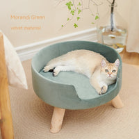 HKM-922707 Cozy Semi-Enclosed Solid Wood Cat Nest for Winter Comfort
