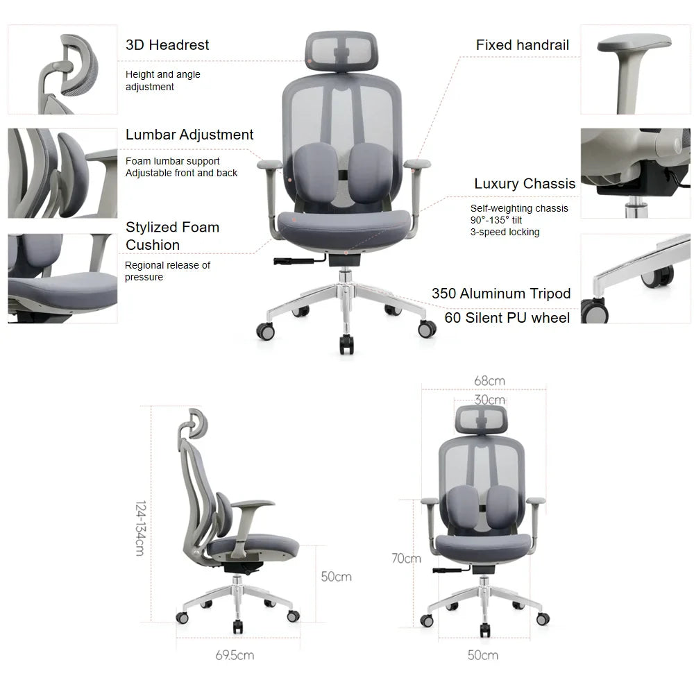 HKM-922771 Ergonomic Mesh Lumbar Support Footrest for Office Chairs and Desks