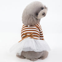 HKM-9228477 Princess Dog Dress for Spring and Summer in Cotton - Brown and Navy Blue, Sizes XS-XL