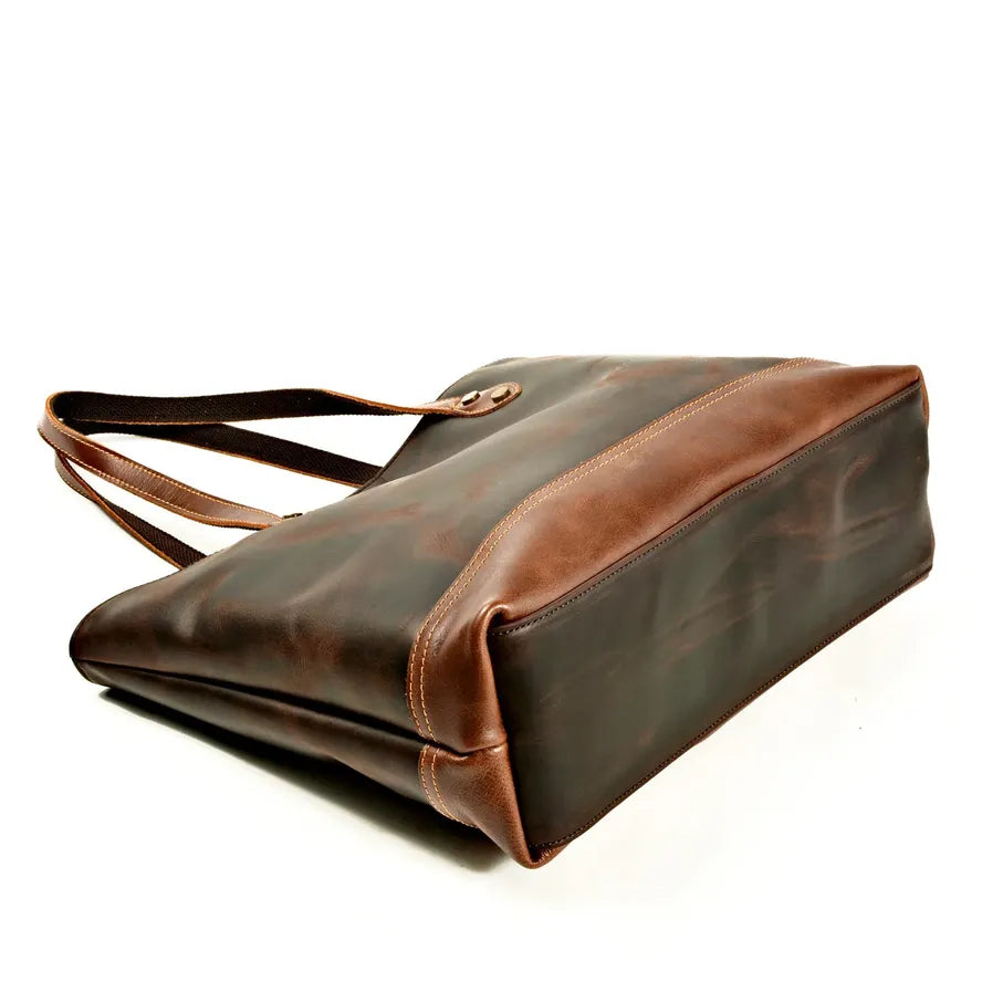 HKM-922963 Luxury Leather Tote Bag for Ladies in Brown