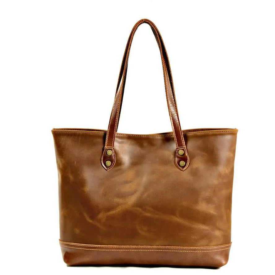 HKM-922963 Luxury Leather Tote Bag for Ladies in Brown