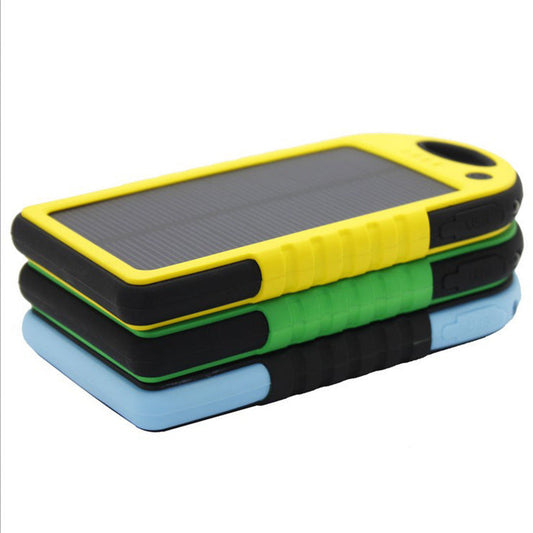 HKM-922963 Solar Power Bank with Dual USB Ports and 8000mAh Battery, Waterproof and Dustproof, Includes Carabiner for Outdoor Use
