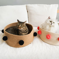 HKM-9230141 Eco-Friendly Cotton Thread Cat Bed and House, Soft and Comfortable, 40 cm Diameter, for Cats and Small Dogs