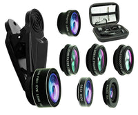 HKM-923283 7-In-1 Mobile Phone Lens Set: Fisheye, Wide Angle, Macro, Telephoto, and More with Universal Clip and Accessories