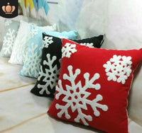 HKM-923283 Embroidered Cotton Flower and Snowflake Pillow Cushion Cover, Modern Minimalist Design, 45x45cm