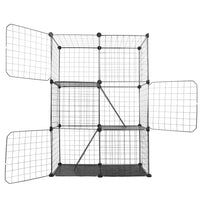 HKM-9233725 3-Tier Metal Cat Playpen with 3 Doors and 2 Ladders – Large Indoor Cat House for 1-2 Cats