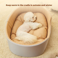 HKM-9234109 Universal Washable Windproof Nest for Pets - Four Seasons Design in Grayish Yellow, Brown, and Green